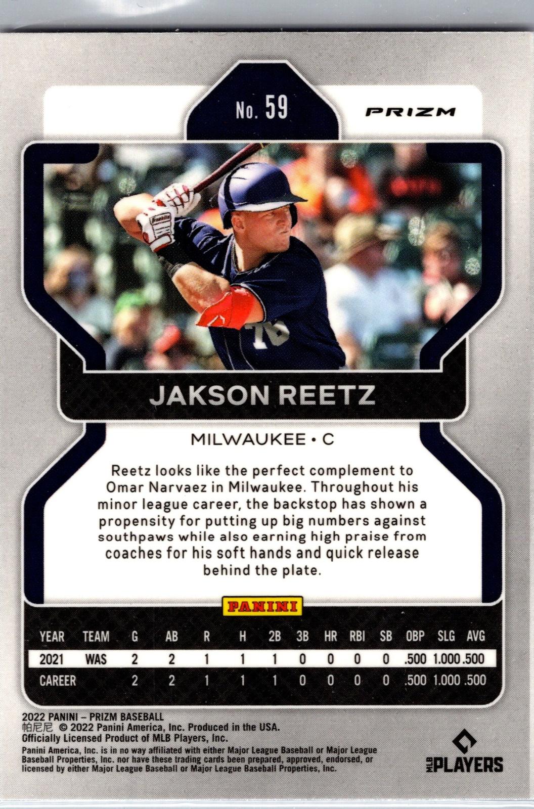 2022 Panini Prizm #59 Jakson Reetz Red/White/Blue Prizm