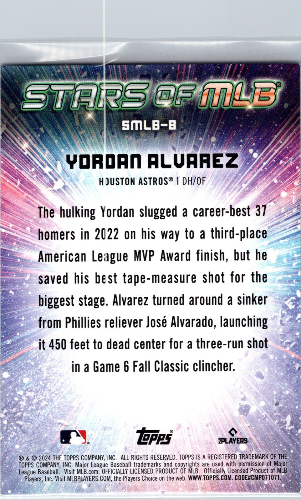 2024 Topps #SMLB-8 Yordan Alvarez Stars of MLB