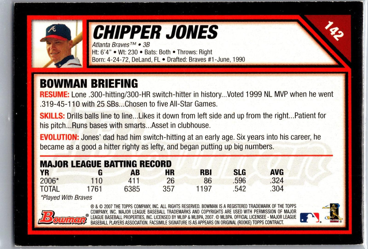2007 Bowman #142 Chipper Jones