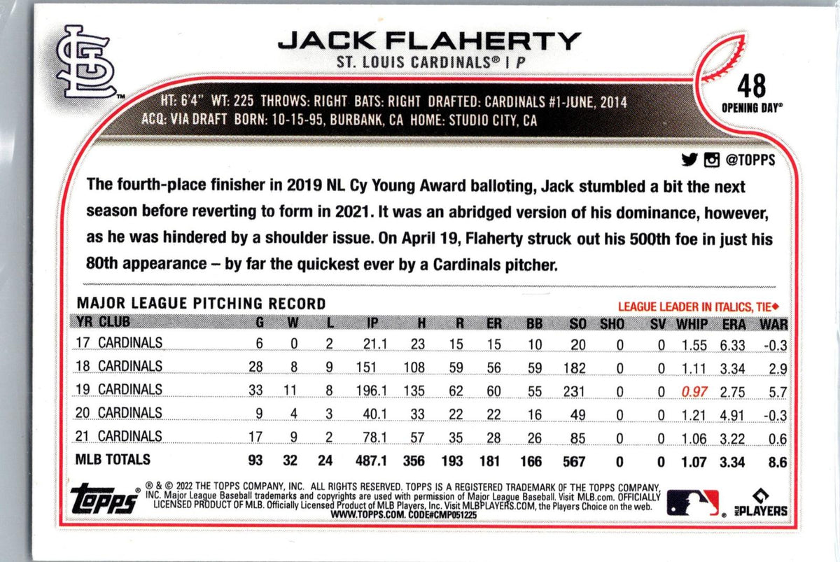 2022 Topps #588 Jack Flaherty