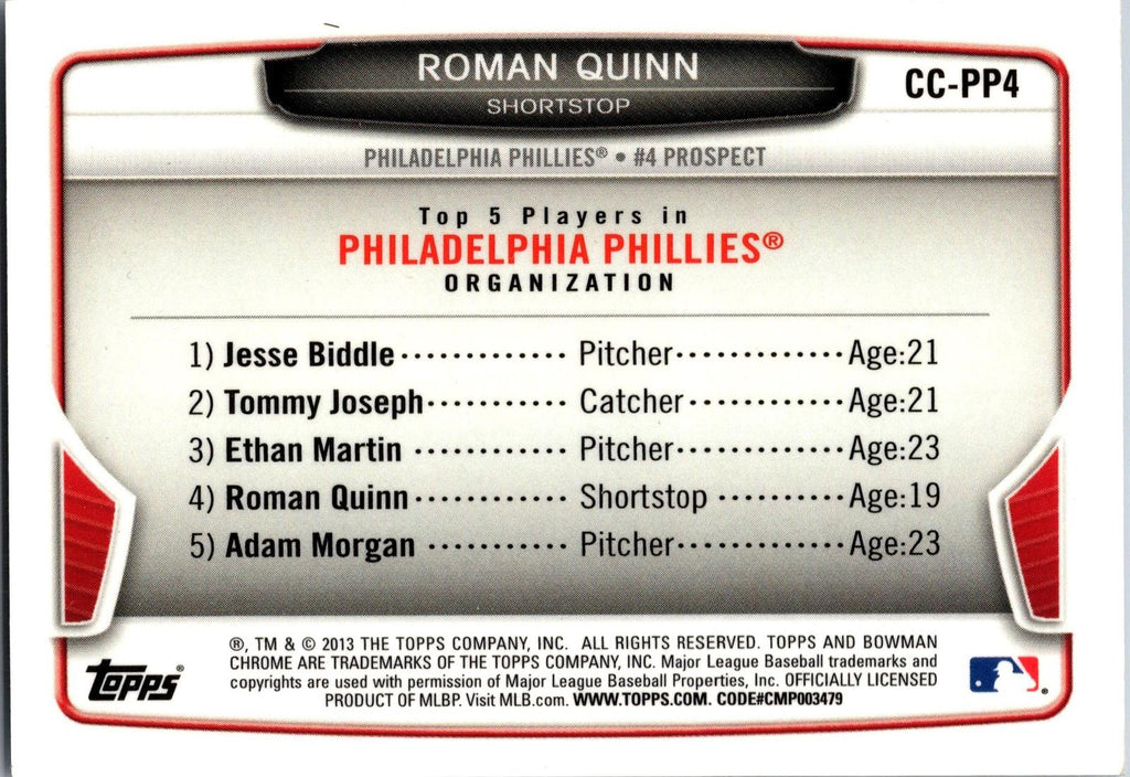2013 Bowman #CC-PP4 Roman Quinn Chrome Cream of the Crop Mini Refractor
