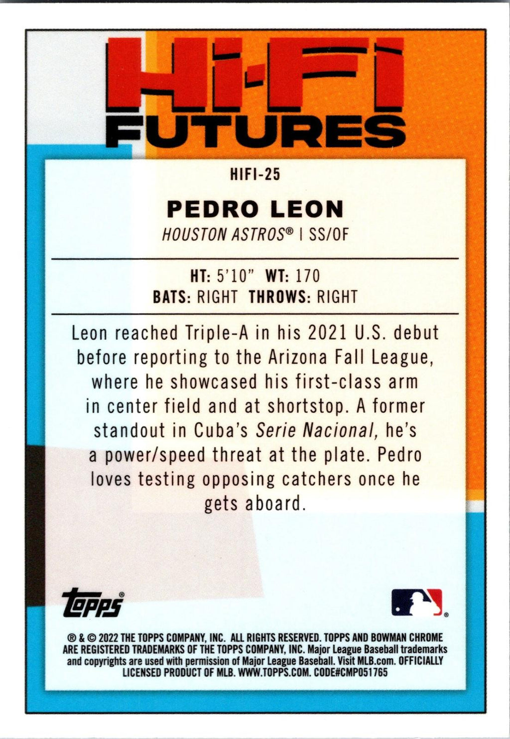 2022 Bowman #HIFI-25 Pedro Leon Hi-Fi Futures