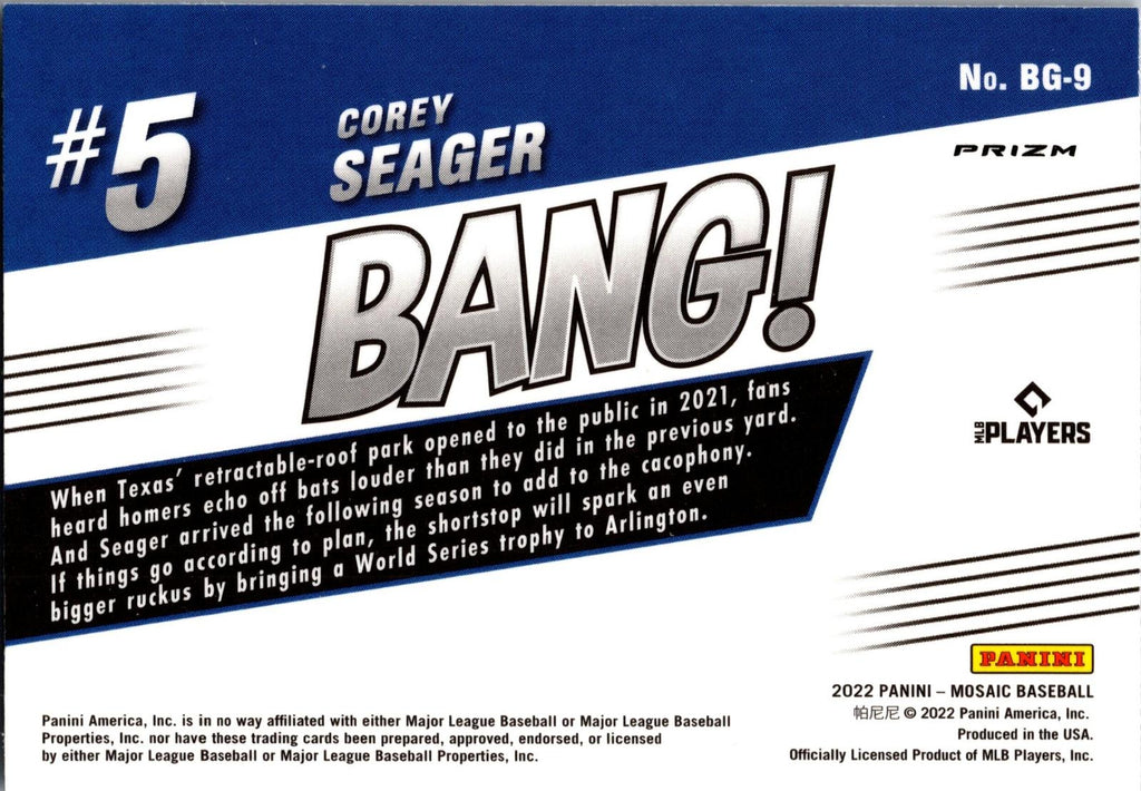 2022 Panini Mosaic #BG-9 Corey Seager Bang!