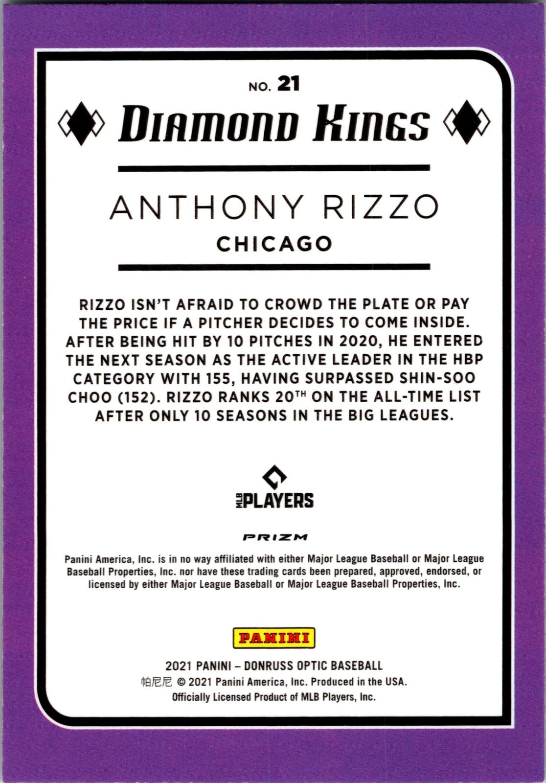 2021 Donruss Optic #21 Anthony Rizzo Holo