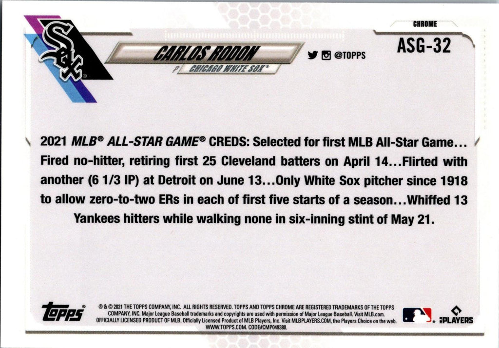 2021 Topps Update #ASG-42 Carlos Rodon 2021 MLB All-Stars