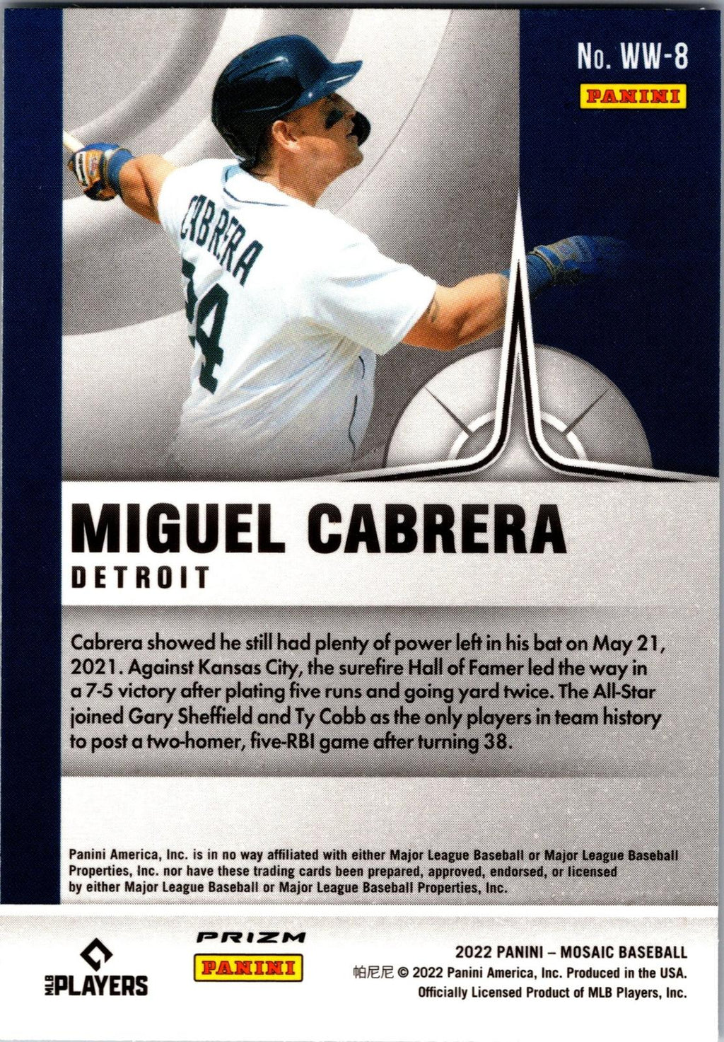 2022 Panini Mosaic #WW-8 Miguel Cabrera Will to Win Green Mosaic