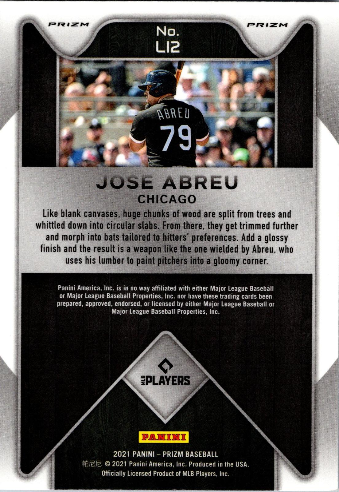 2021 Panini Prizm #LI2 Jose Abreu Lumber Inc. Silver Prizm