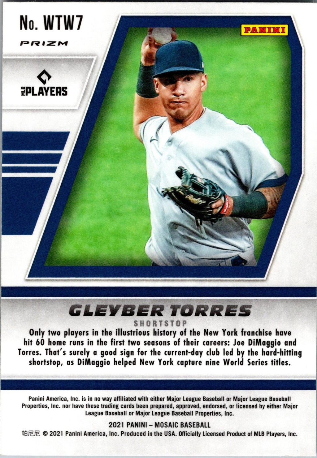 2021 Panini Mosaic #WTW7 Gleyber Torres Will to Win Green
