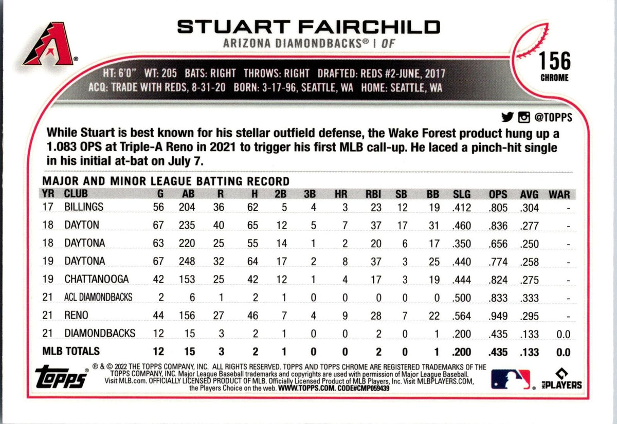 2022 Topps Chrome Sonic #156 Stuart Fairchild