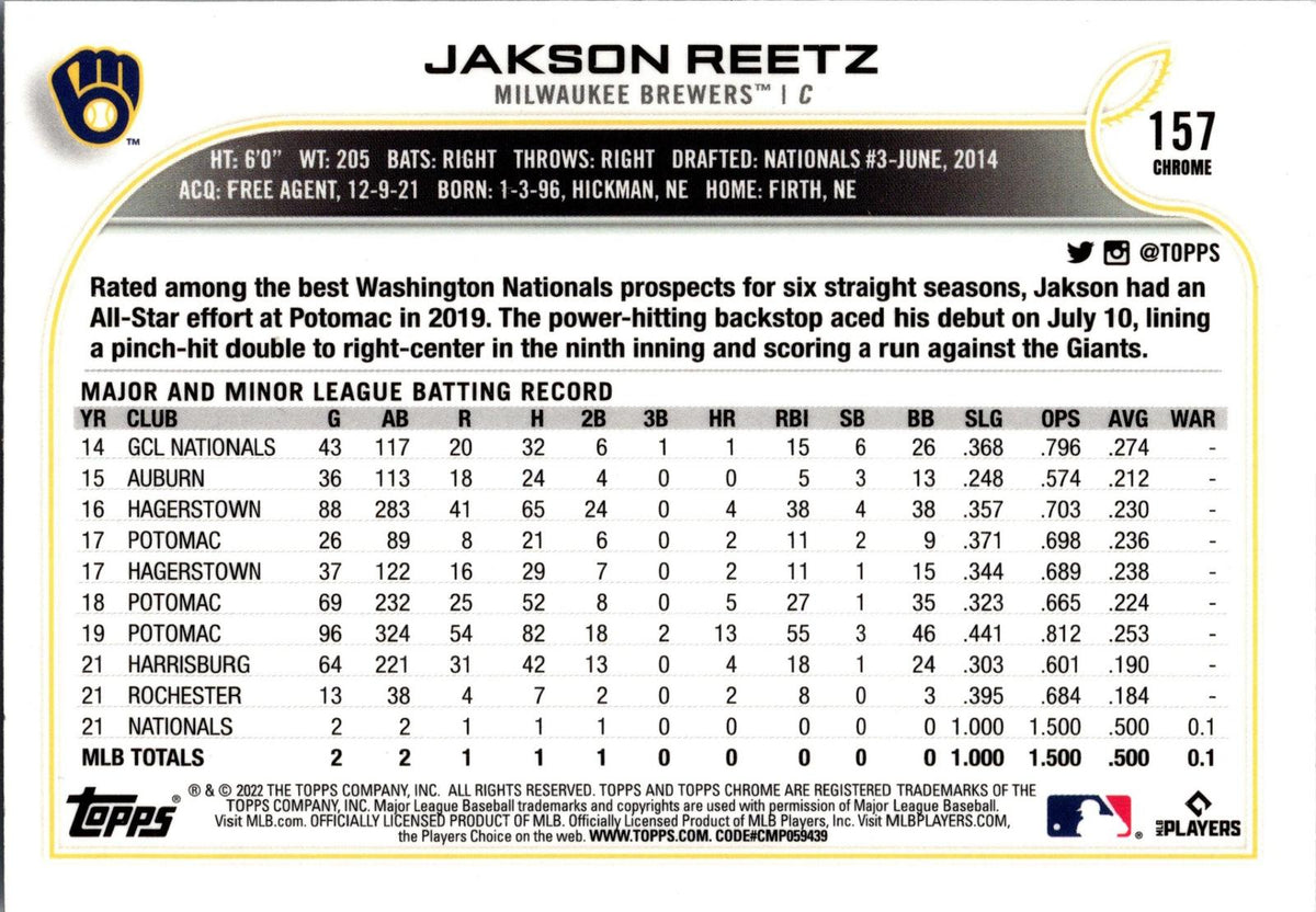 2022 Topps Chrome Sonic #157 Jakson Reetz