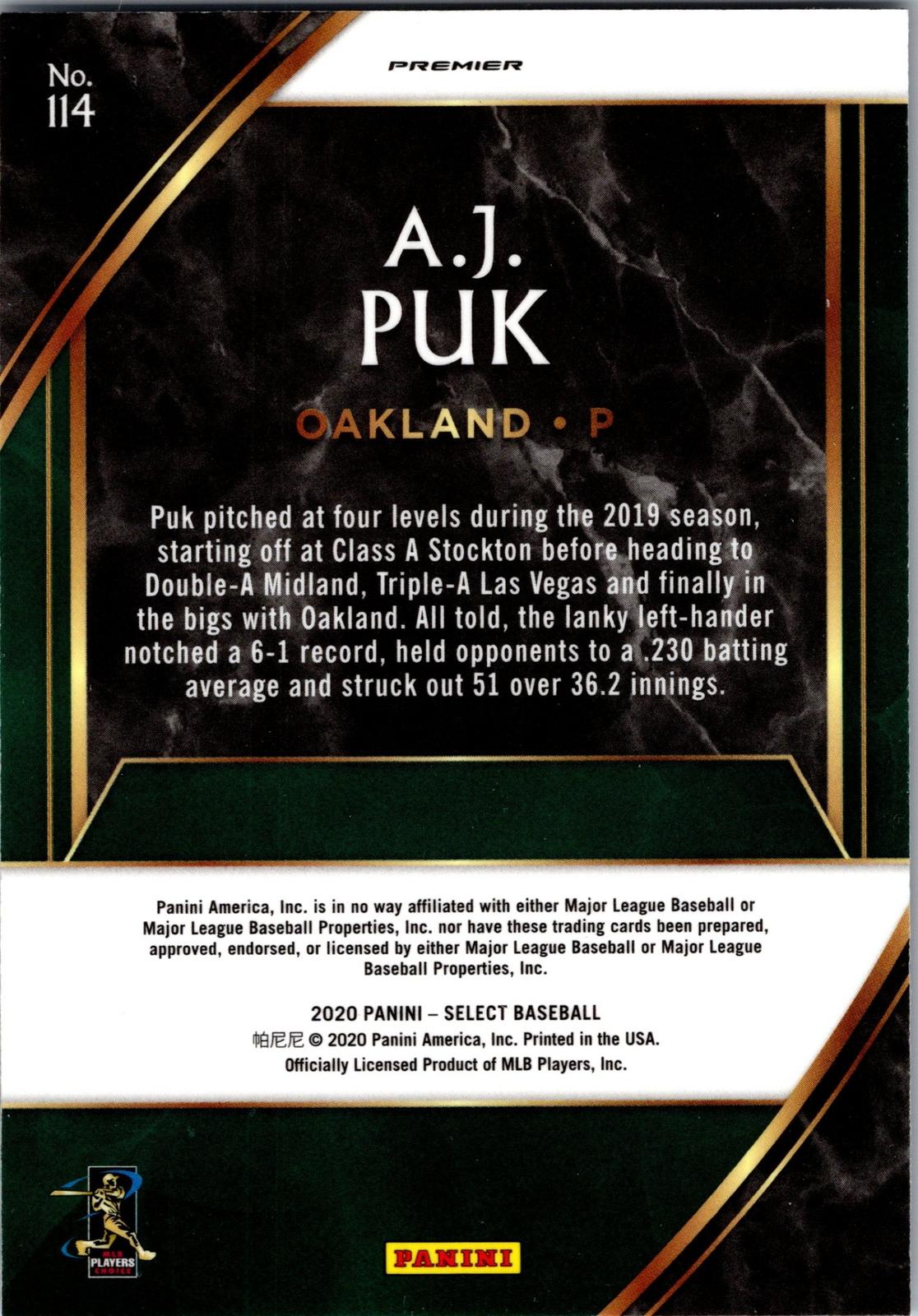 2020 Panini Select #114 A.J. Puk