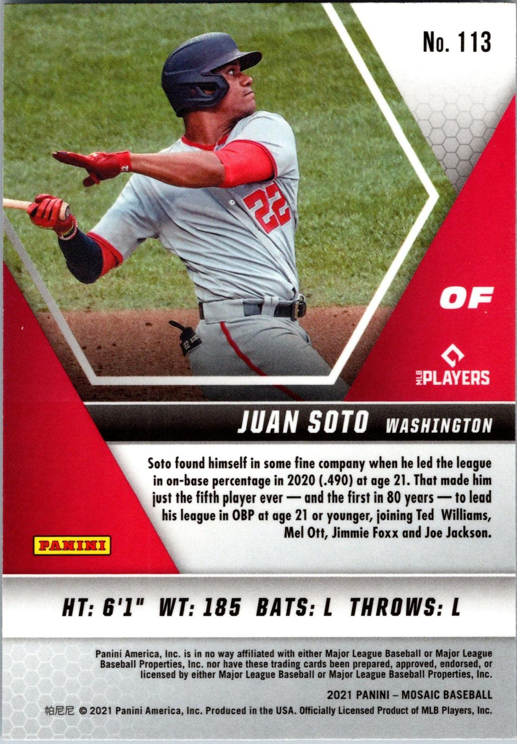 2021 Panini Mosaic #113 Juan Soto