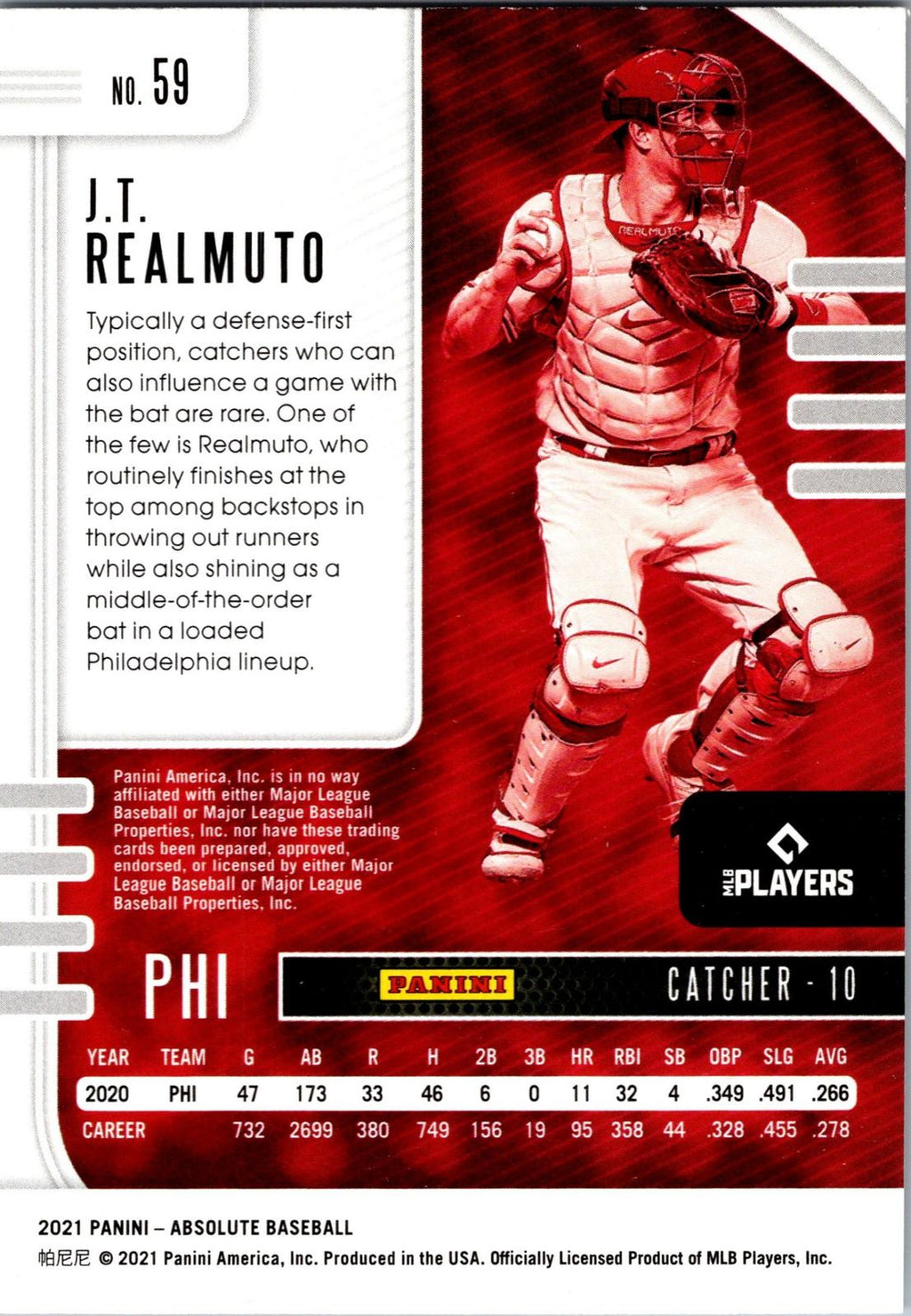 2021 Panini Absolute #59 J.T. Realmuto Retail