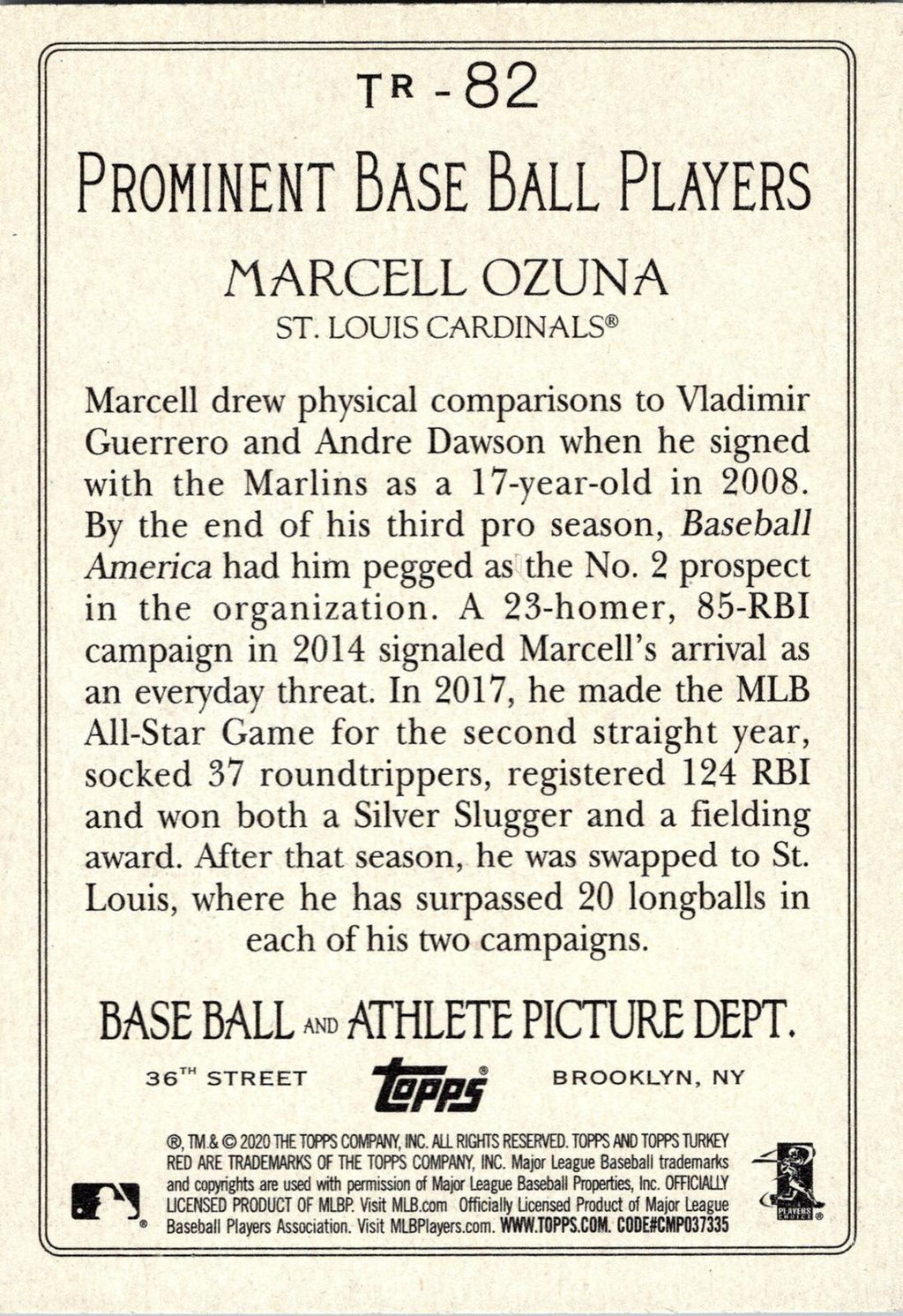 2020 Topps #TR-82 Marcell Ozuna Turkey Red 2020 (Series 1)