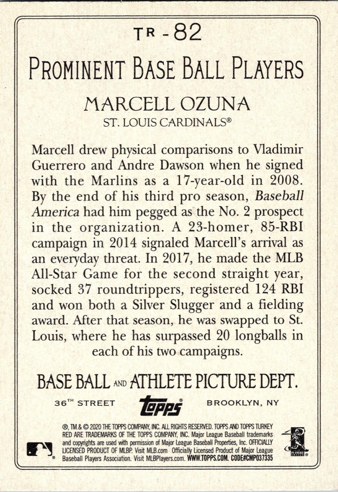 2020 Topps #TR-82 Marcell Ozuna Turkey Red 2020 (Series 1)