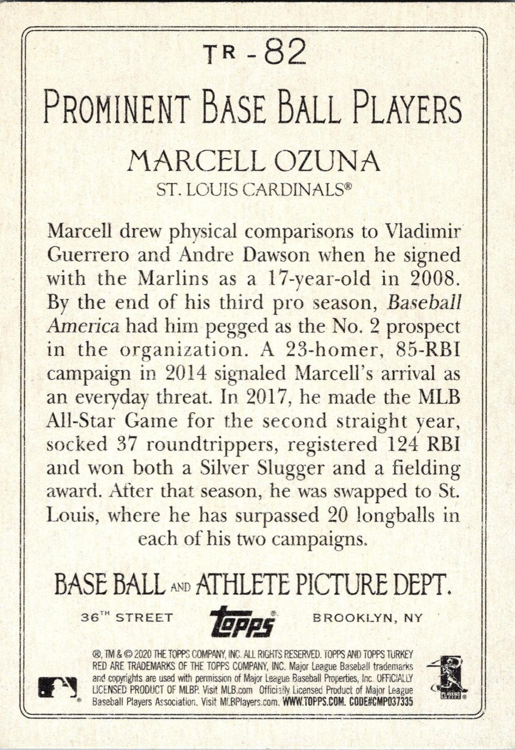 2020 Topps #TR-82 Marcell Ozuna Turkey Red 2020 (Series 1)