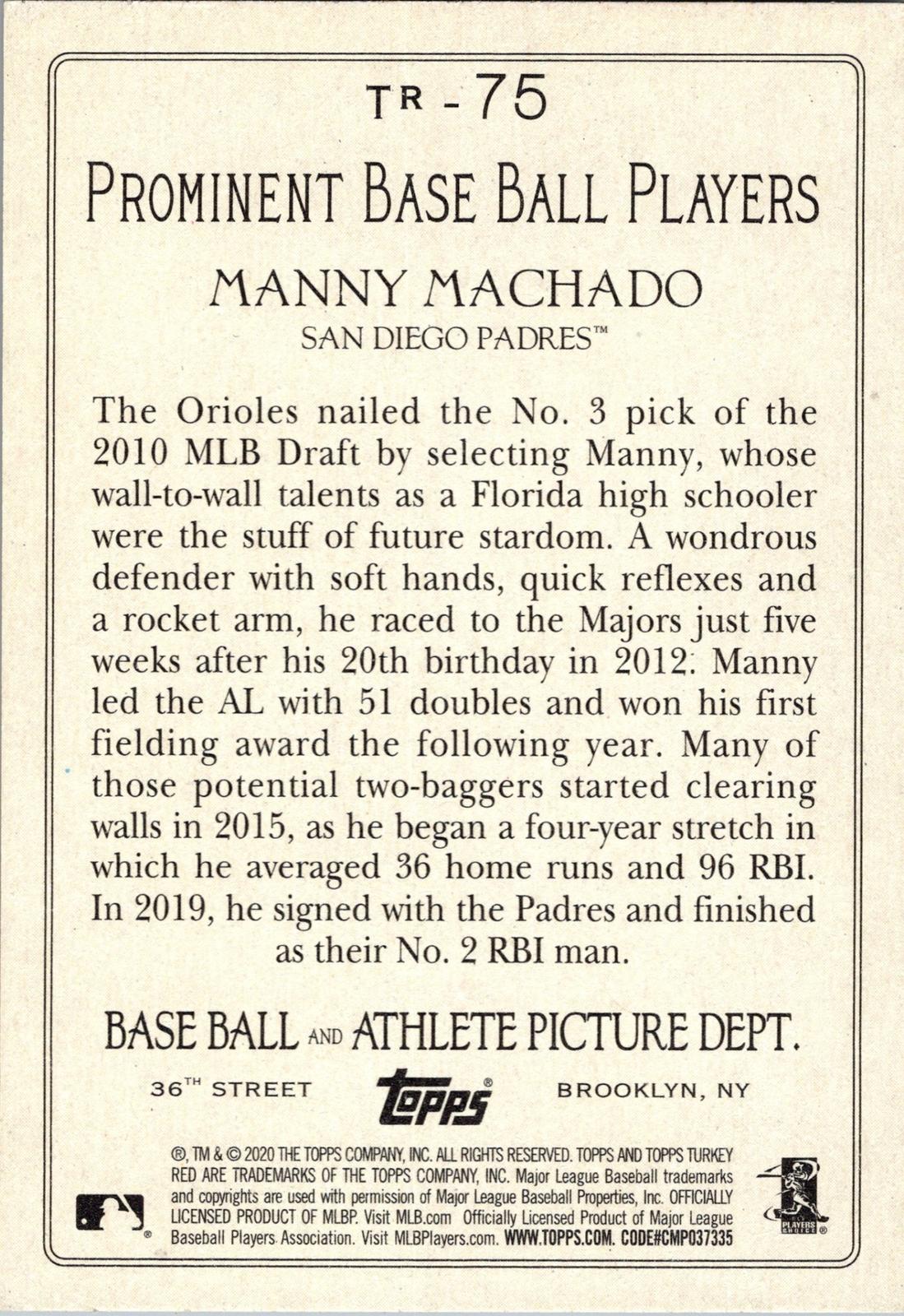 2020 Topps #TR-75 Manny Machado Turkey Red 2020 (Series 1)