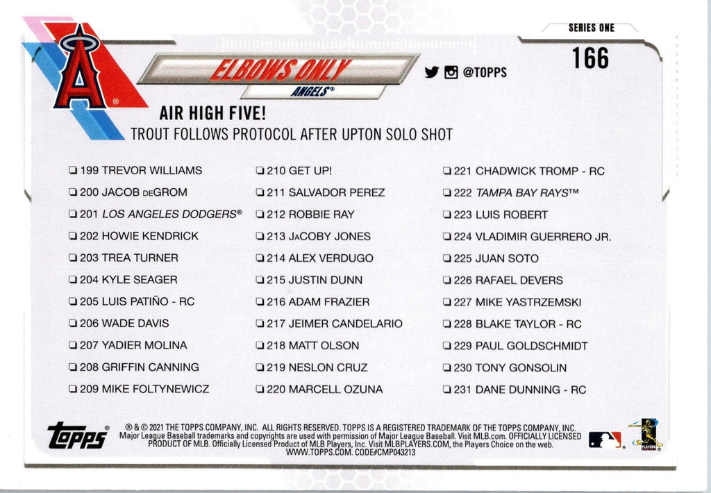 2021 Topps #166 Elbows Only (Justin Upton / Mike Trout)