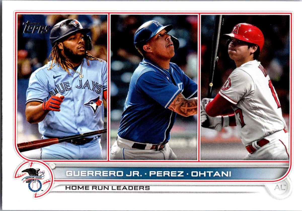 2022 Topps 1st Edition #48 AL HR Leaders (Guerrero Jr. / Perez /Ohtani)