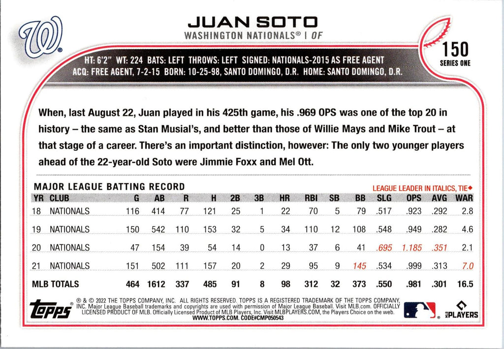 2022 Topps #150 Juan Soto