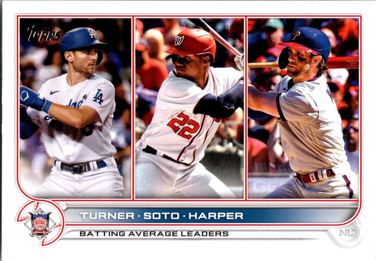 2022 Topps 1st Edition #59 NL Batting Average Leaders (Turner / Soto / Harper)