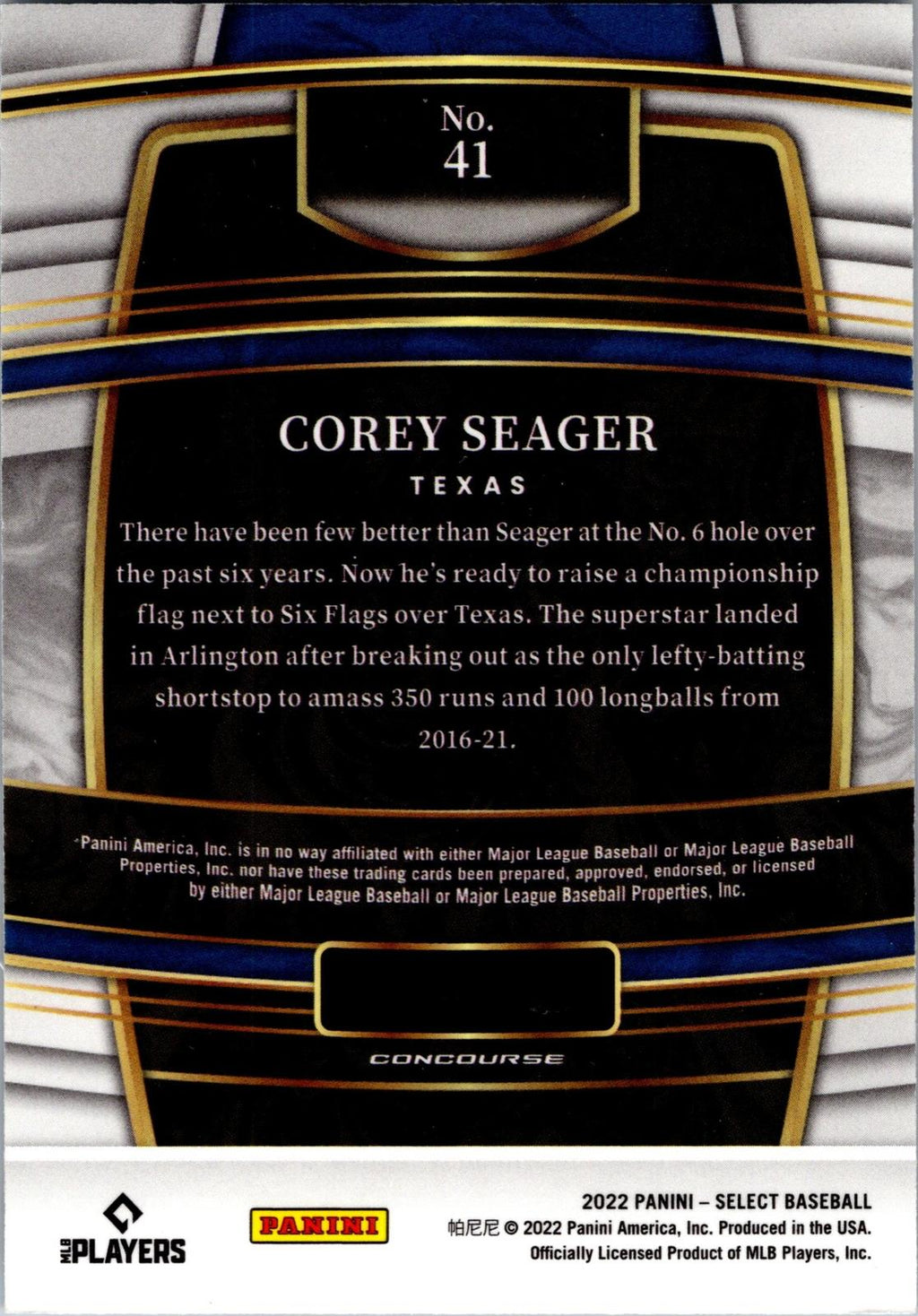 2022 Panini Select #41 Corey Seager