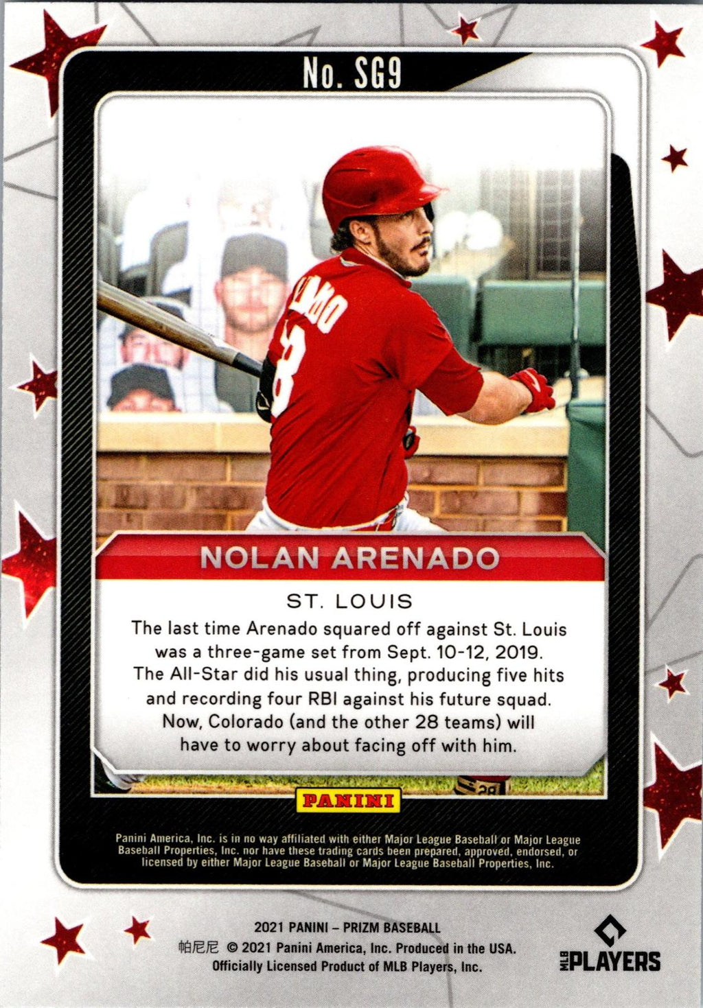 2021 Panini Prizm #SG9 Nolan Arenado Star Gazing