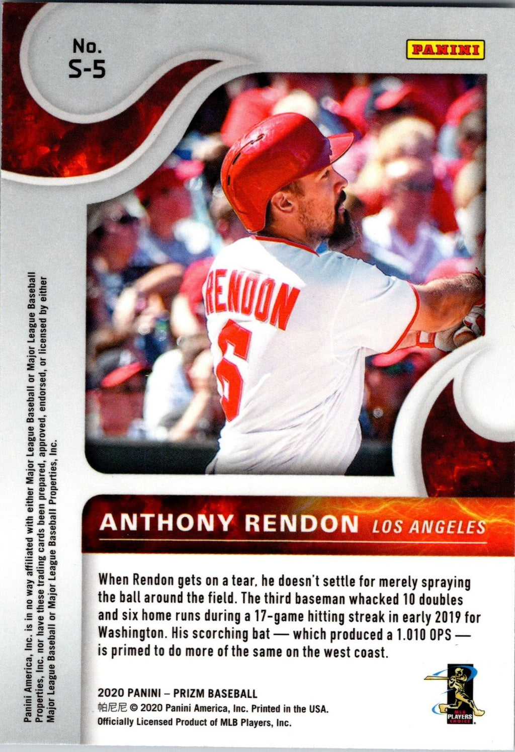 2020 Panini Prizm #S-5 Anthony Rendon Scorching