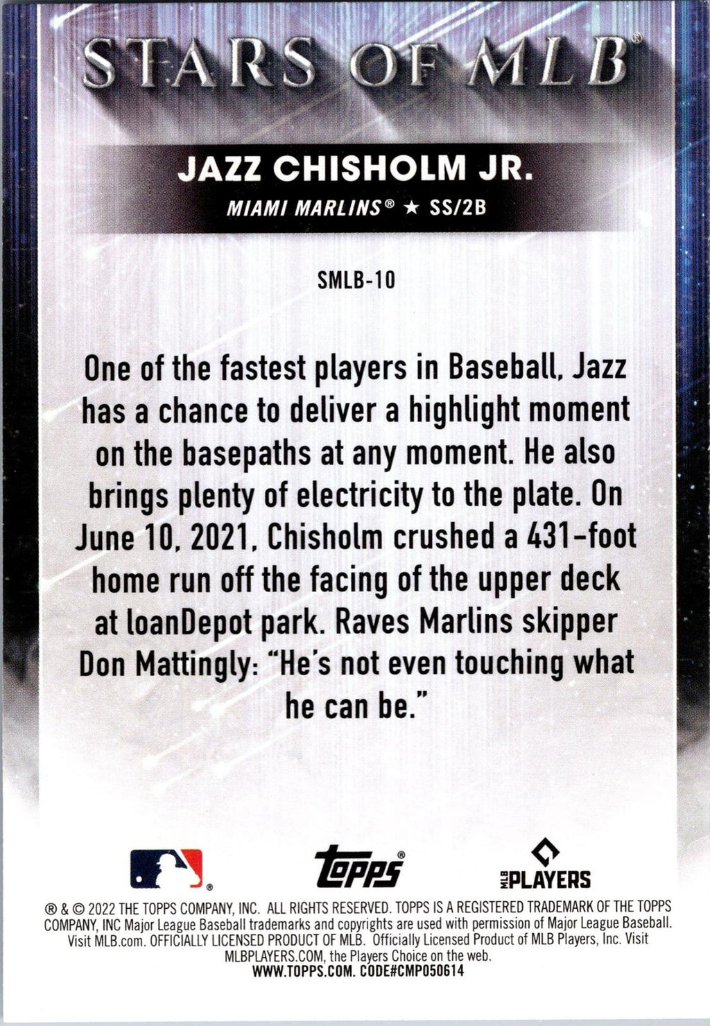 2022 Topps #SMLB-10 Jazz Chisholm Jr. Stars of MLB