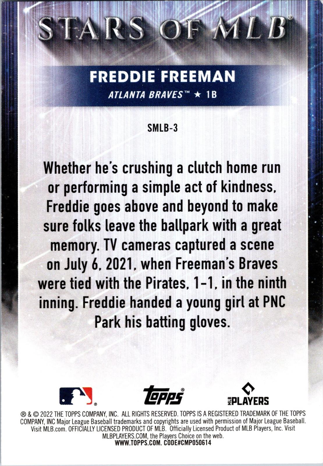 2022 Topps #SMLB-3 Freddie Freeman Stars of MLB