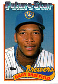 1989 Topps #343a Gary Sheffield : Smaller gap between hat Future Stars header