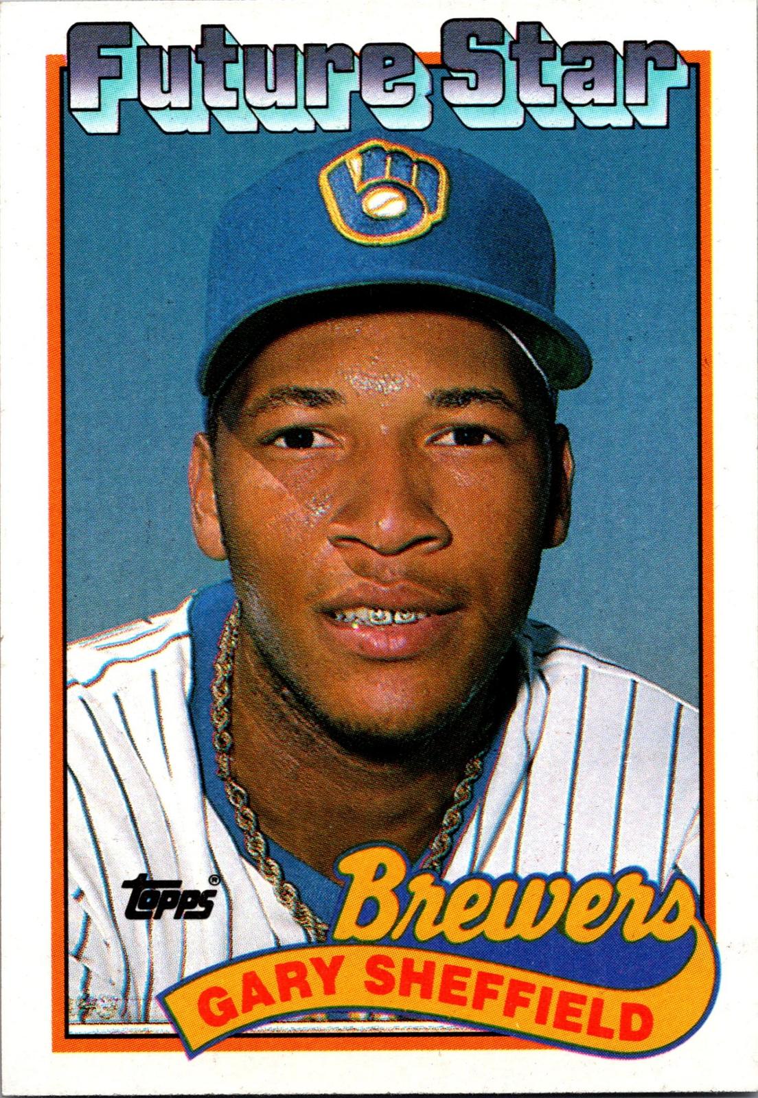 1989 Topps #343a Gary Sheffield : Smaller gap between hat Future Stars header