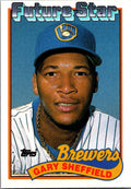 1989 Topps #343a Gary Sheffield : Smaller gap between hat/Future Stars header