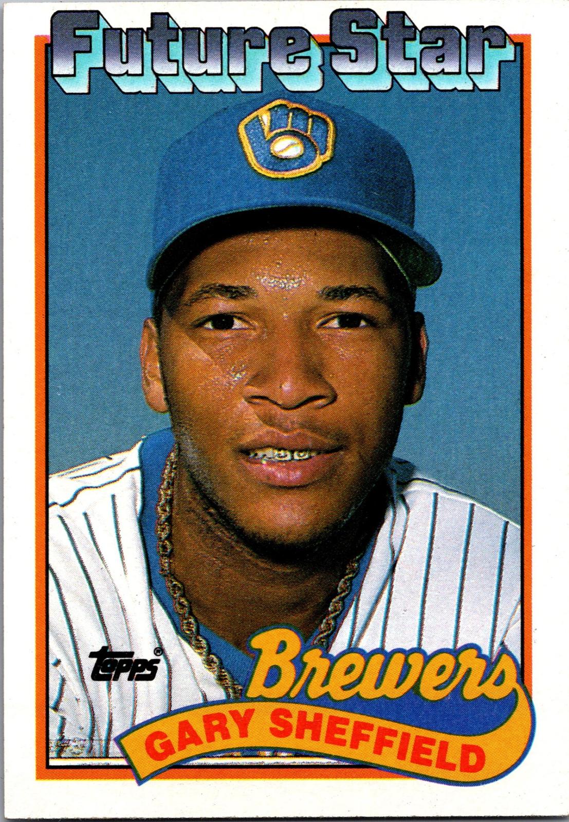 1989 Topps #343a Gary Sheffield : Smaller gap between hat/Future Stars header