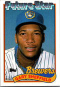1989 Topps #343a Gary Sheffield : Smaller gap between hat/Future Stars header