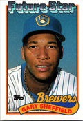 1989 Topps #343a Gary Sheffield : Smaller gap between hat/Future Stars header