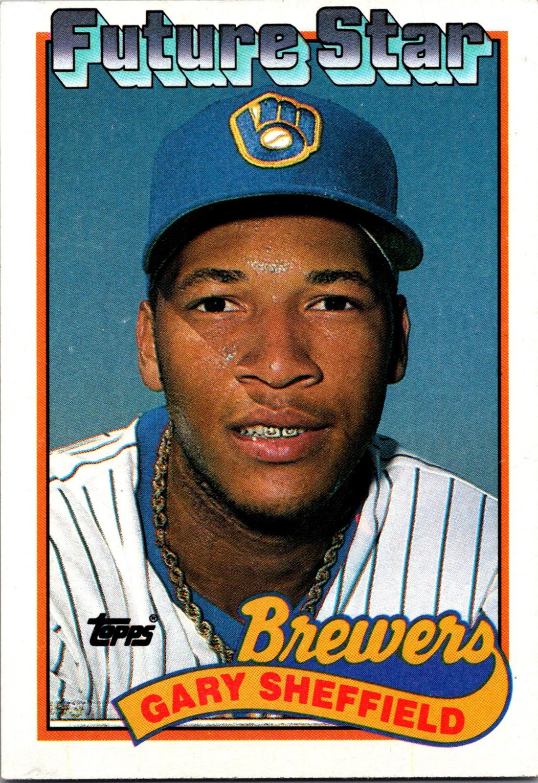 1989 Topps #343a Gary Sheffield : Smaller gap between hat/Future Stars header