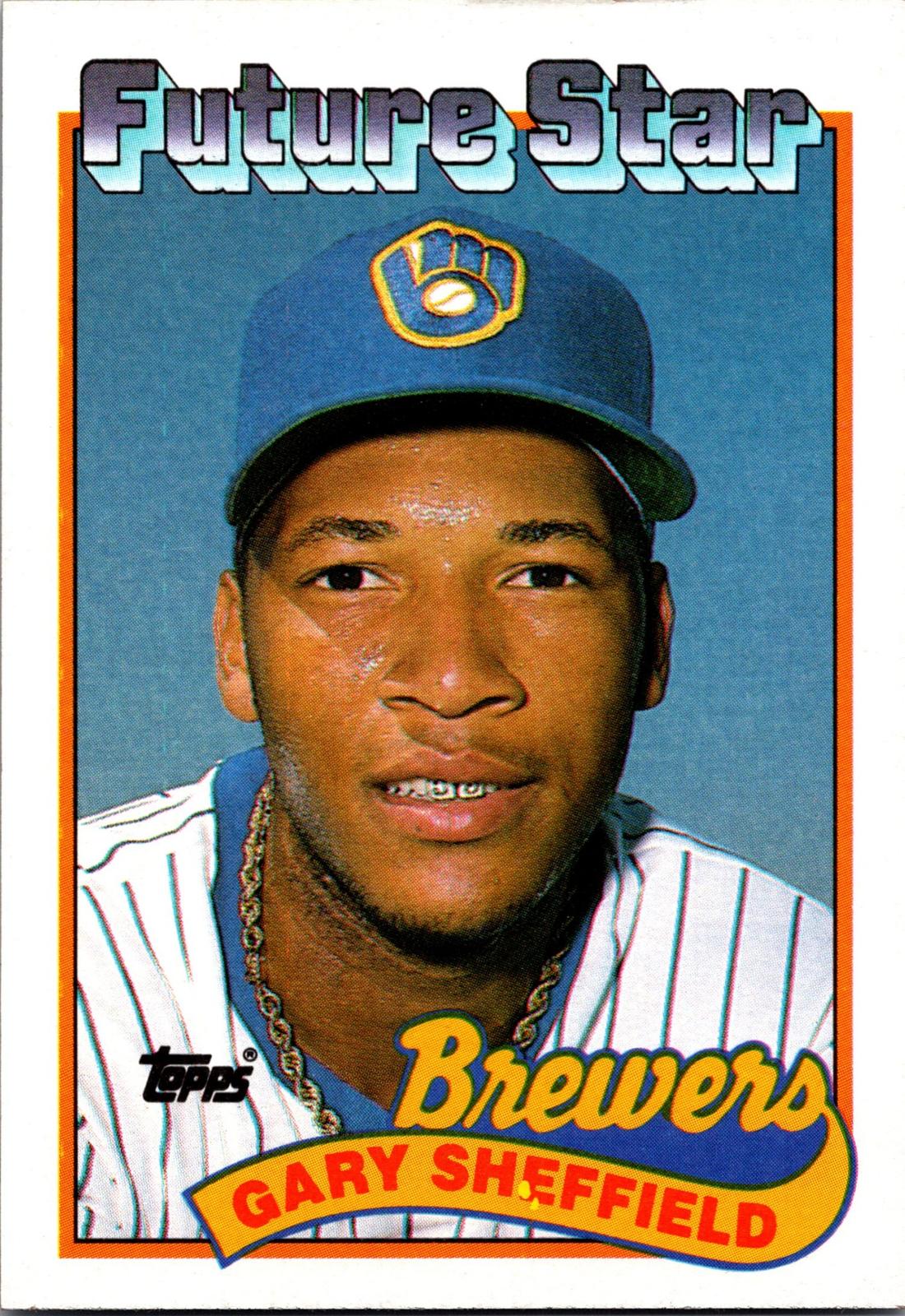 1989 Topps #343b Gary Sheffield : Larger gap between hat and Future Stars header