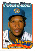 1989 Topps #343b Gary Sheffield : Larger gap between hat and Future Stars header