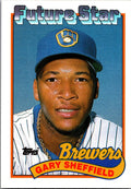 1989 Topps #343c Gary Sheffield : Topps logo lower on front