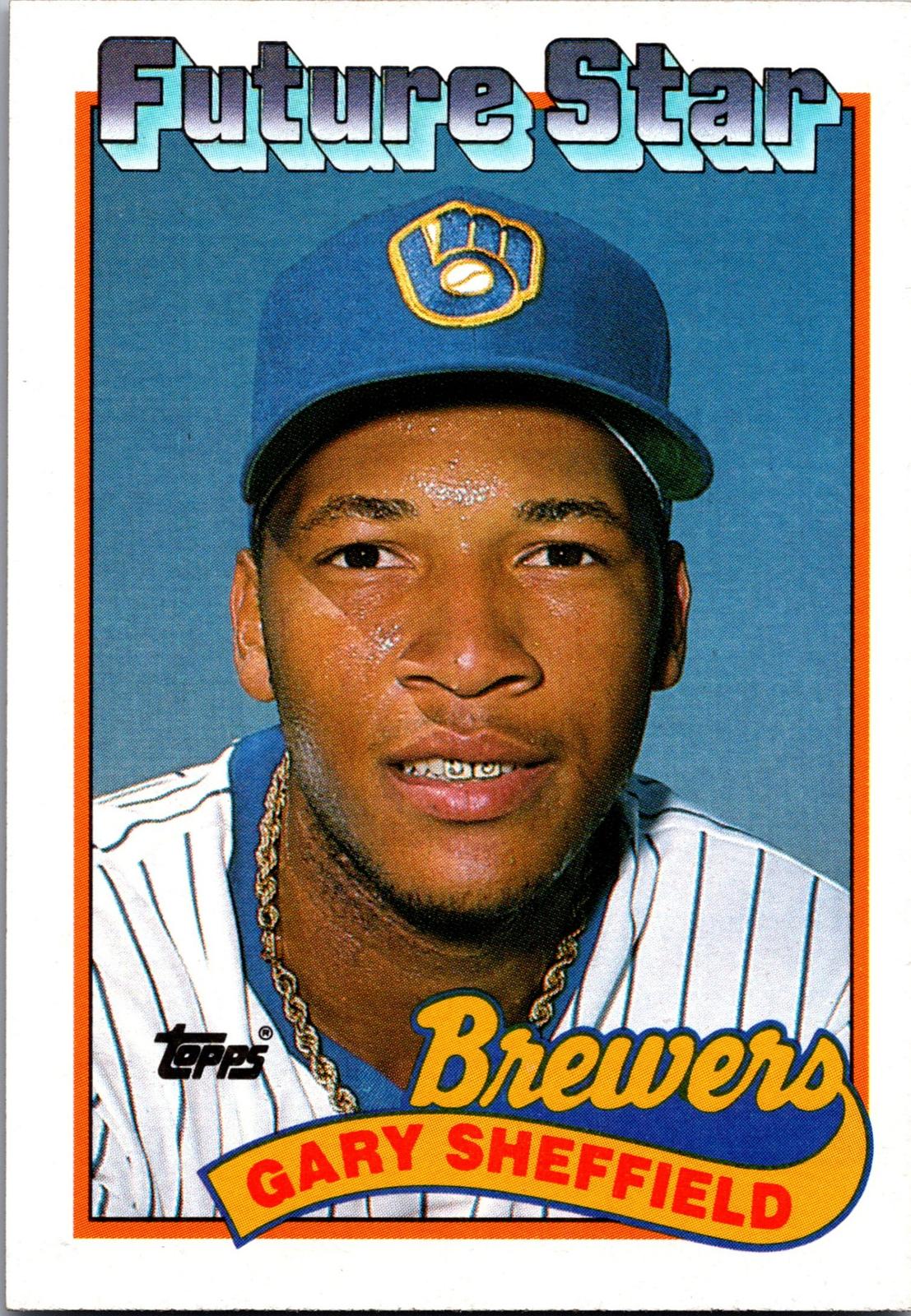1989 Topps #343c Gary Sheffield : Topps logo lower on front