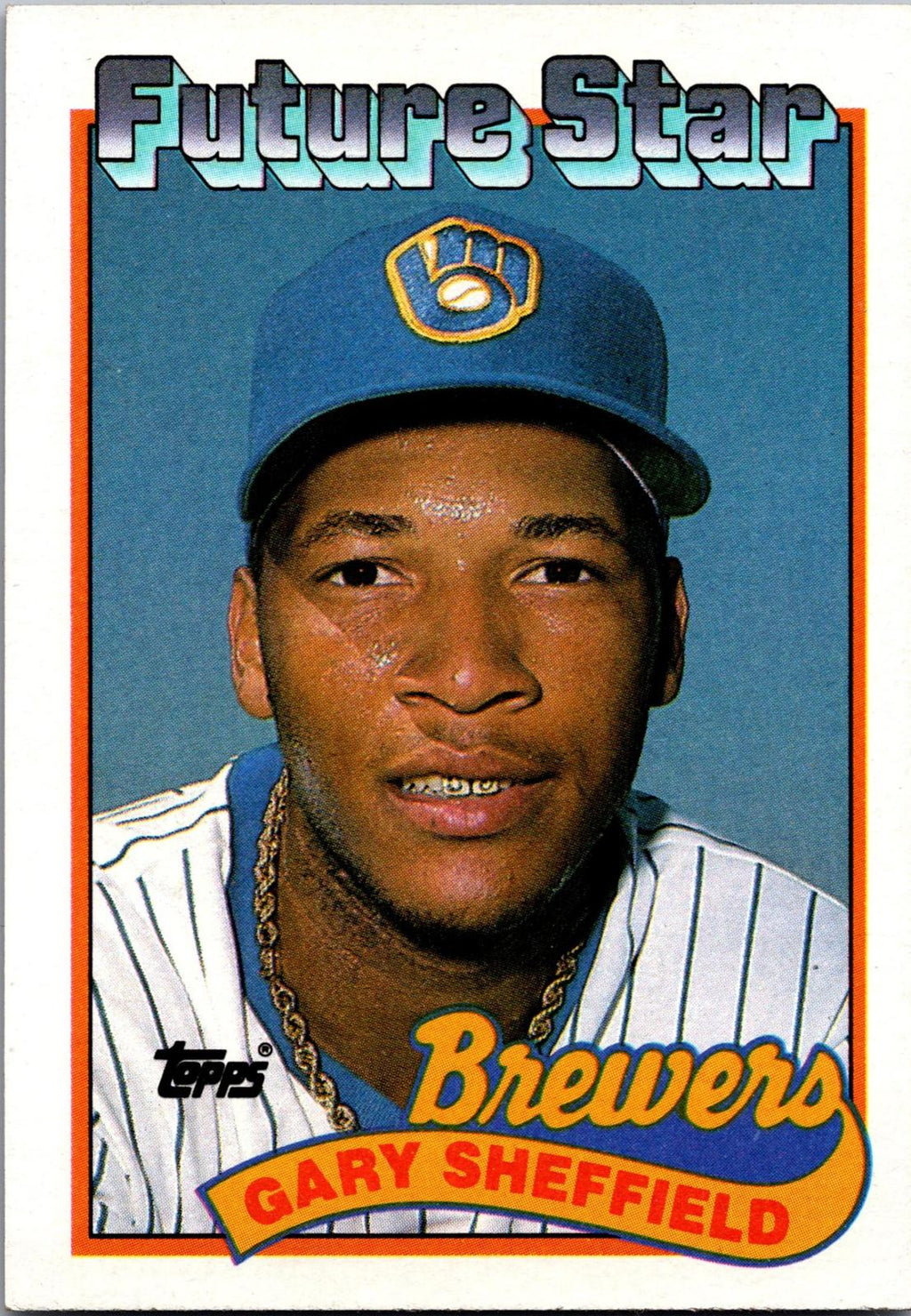 1989 Topps #343b Gary Sheffield : Larger gap between hat and Future Stars header
