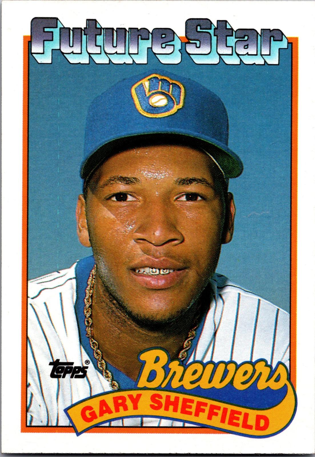 1989 Topps #343b Gary Sheffield : Larger gap between hat and Future Stars header
