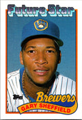 1989 Topps #343b Gary Sheffield : Larger gap between hat and Future Stars header