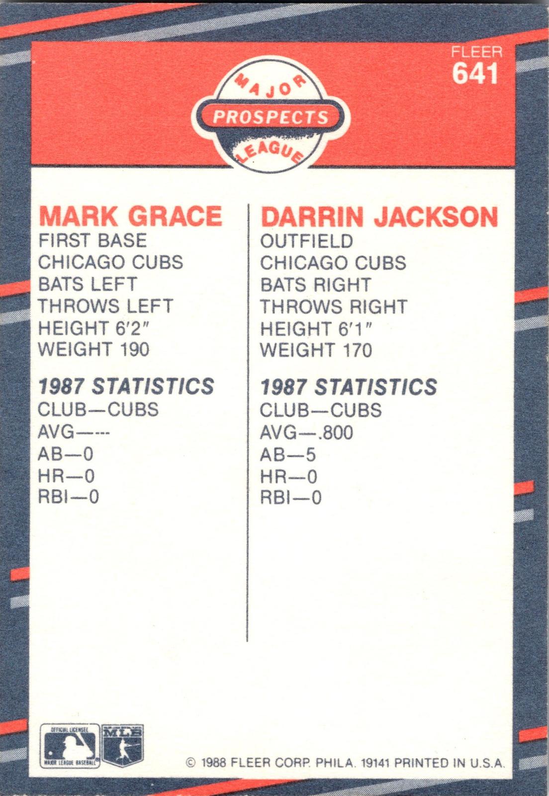 1988 Fleer #641 Mark Grace / Darrin Jackson