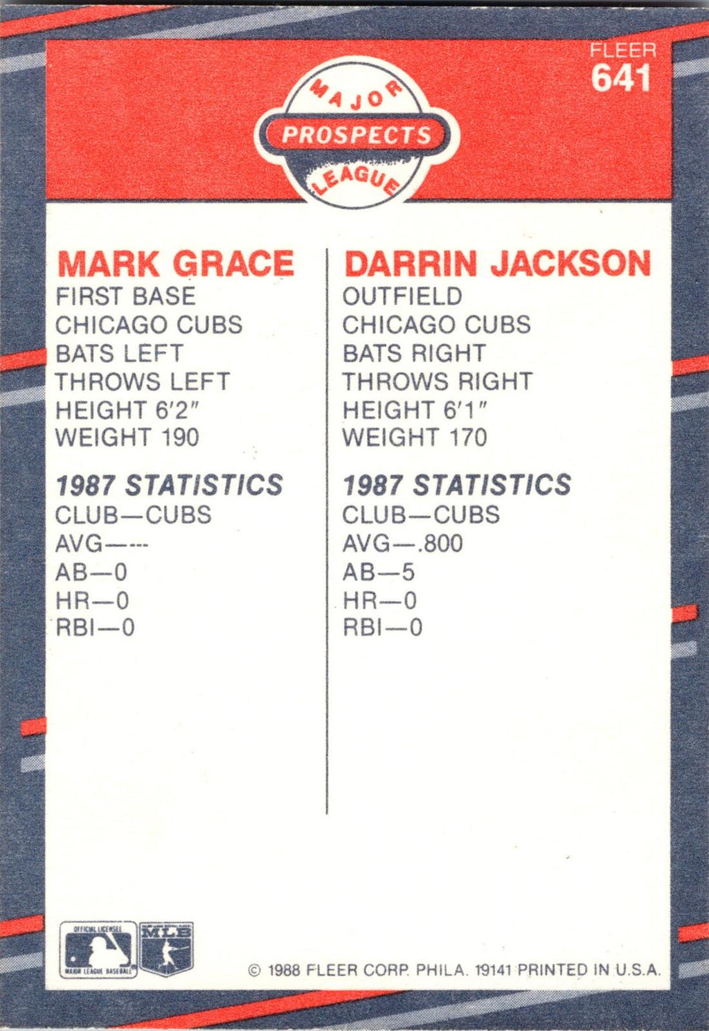 1988 Fleer #641 Mark Grace / Darrin Jackson