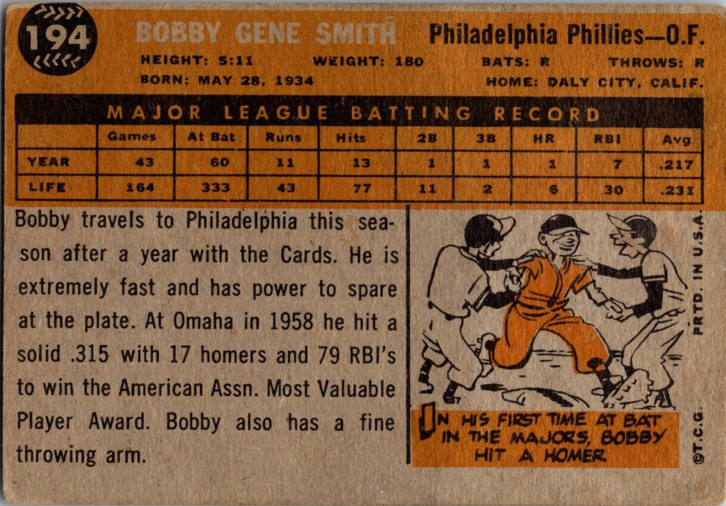 1960 Topps #194 Bobby Gene Smith