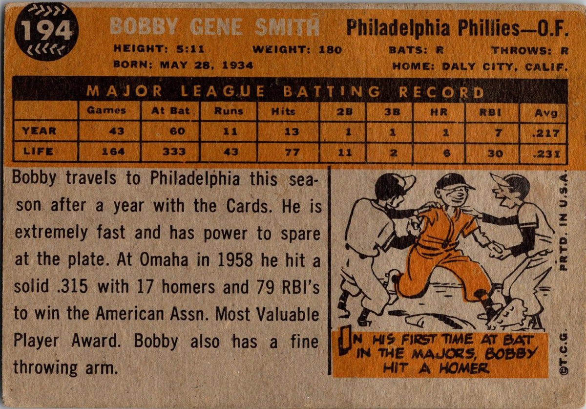 1960 Topps #194 Bobby Gene Smith
