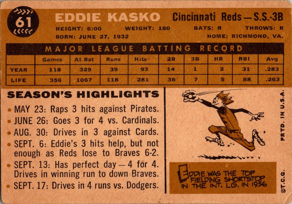 1960 Topps #61 Eddie Kasko