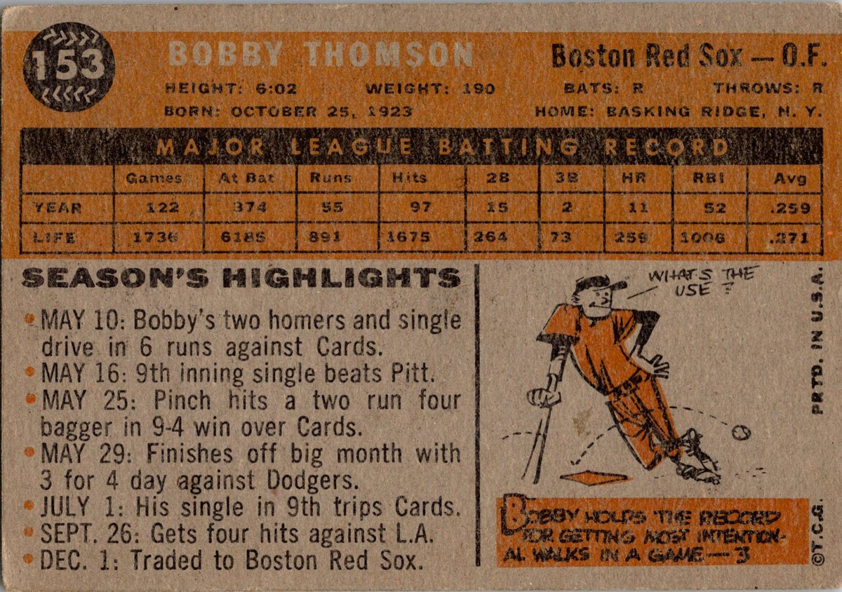 1960 Topps #153 Bobby Thomson